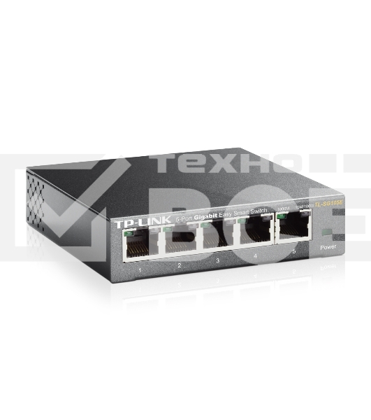 Сетевой коммутатор TP-Link SMB TL-SG105E 5-Port Gigabit Desktop Easy Smart Switch, 5 10/100/1000Mbps RJ45 ports, MTU/Port/Tag-based VLAN, QoS, IGMP Snooping