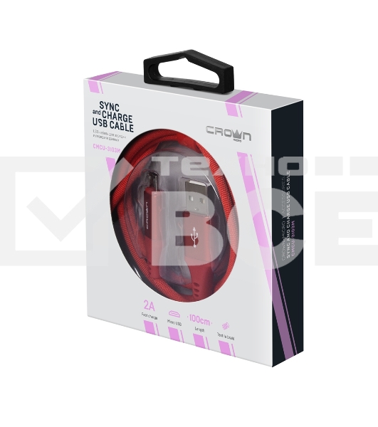 Кабель Crown USB - microUSB CMCU-3103M red
