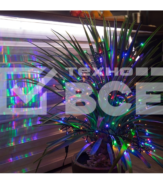 Гирлянда «Кластер LED» 3 м, темно-зеленый ПВХ IP20, 288 диодов, цвет мультиколор