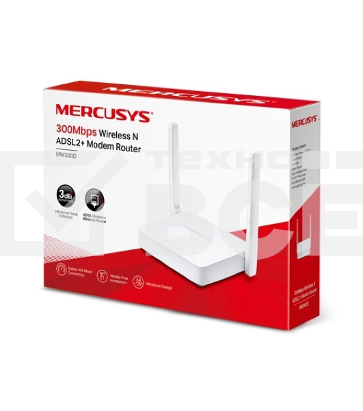 Роутер беспроводной Mercusys MW300D N300 10/100BASE-TX/ADSL