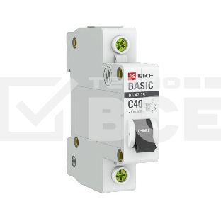Автоматический выключатель EKF mcb4729-1-40C 1P 40А (C) 4,5кА ВА 47-29 EKF Basic