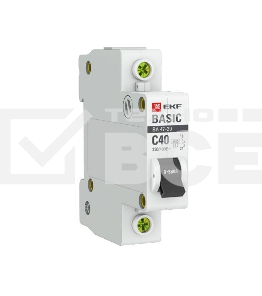 Автоматический выключатель EKF mcb4729-1-40C 1P 40А (C) 4,5кА ВА 47-29 EKF Basic