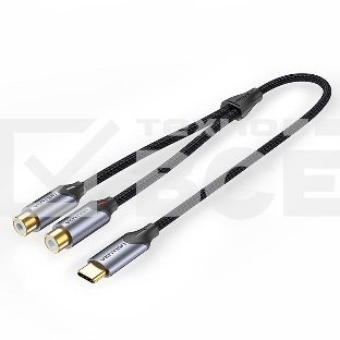 Переходник-разветвитель Vention гибкий USB-C M/2RCA F - 1м