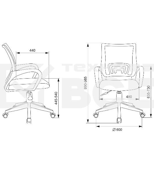 Кресло компьютерное Бюрократ CH-W695NLT TW-38-3 TW-96-1 оранжевый, сетка/ткань, крестовина пластик, пластик белый