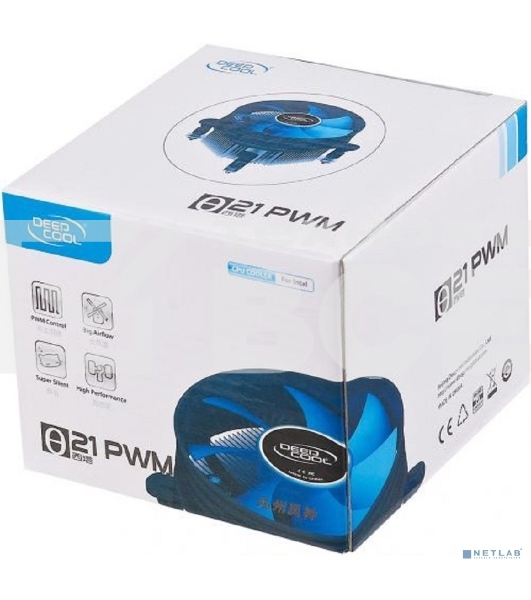 Кулер для процессора DEEPCOOL THETA 21 PWM черный/синий, 92 мм, алюминий, 2400 об/мин, 33.4 дБ, 4 pin, 95 Вт, 60.5 мм