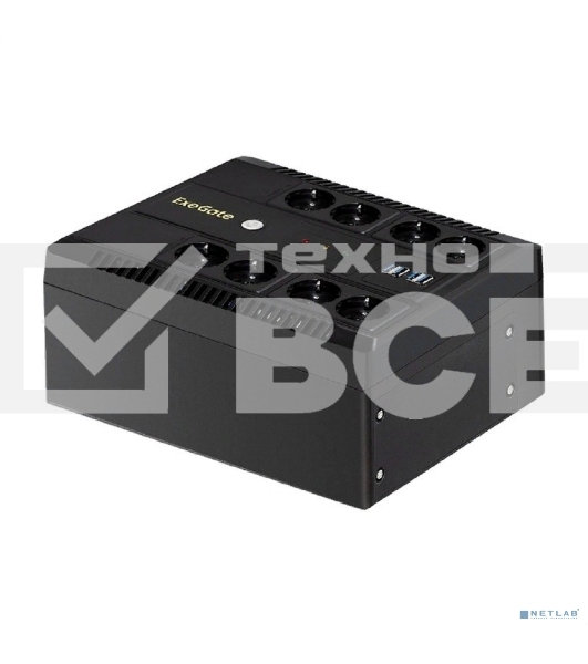 Источник бесперебойного питания ExeGate NEO NNB-850.LED.AVR.8SH.CH <850VA/510W, LED, AVR, 8*Schuko, 4*USB-порта для зарядки, Black>