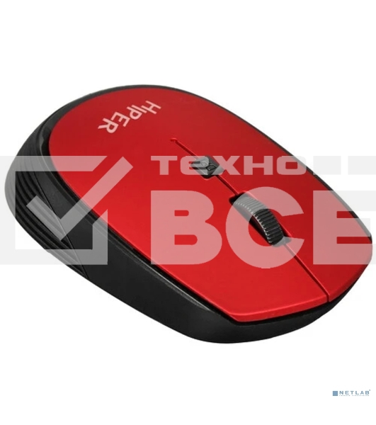 Мышь беспроводная HIPER HOMW-082 красный, 1600 dpi, радиоканал, USB, кнопки - 4