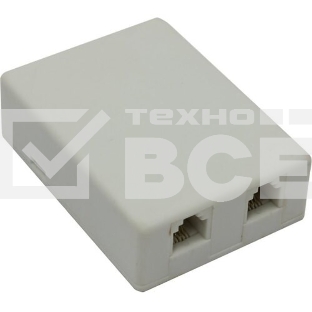 Розетка телефонная Greenconnect GA-TLUS-023 на 2 порта RJ-11 6р4с, накладная, белая