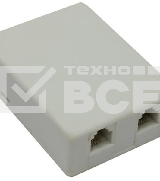 Розетка телефонная Greenconnect GA-TLUS-023 на 2 порта RJ-11 6р4с, накладная, белая