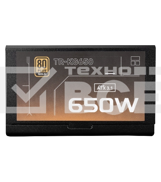 Блок питания Thermalright, 650W 80+ Gold (ATX, 3.1, Full modular, 1x24(20+4)pin, 2xCPU 8(4+4)pin, 2xPCIe*2 8(6+2)pin, 3xSATA3, 2xMOLEX4pin, Active, 120x120mm, 150x140x86mm, APFC, OVP, UVP, SCP, OCP, OTP, OPP, black)