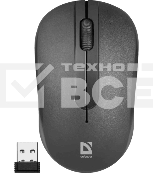 Мышь беспроводная Defender Datum MM-285 черный, 1600 dpi, радиоканал, USB, кнопки - 3