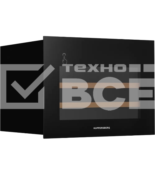 Винный шкаф Kuppersberg RBW 46, встраиваемый, High-Tech, объем 62 л, вместимость 28 бутылок, диапазон температуры 5-20 градусов, сенсорное открытие двери, 2 полки из бука, LCD дисплей, уровень шума 40 дБ, черный