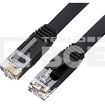 Патч-корд GCR PROF плоский прямой 3.0m, UTP медь кат.6, черный, 30 AWG, ethernet high speed 10 Гбит/с, RJ45, T568B, GCR-52870, фото 1