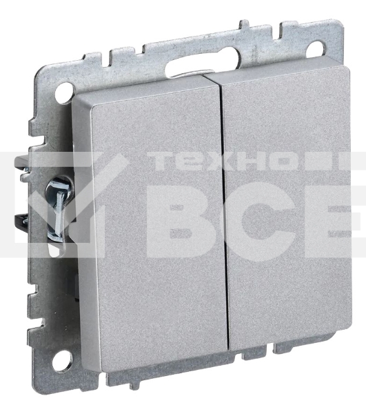Выключатель 2-кл. СП BRITE ВС10-2-0-БрА 10А алюм. IEK BR-V20-0-10-K47