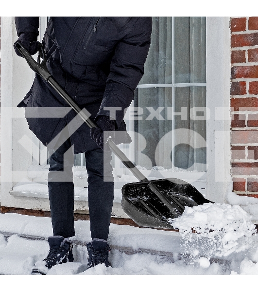 Лопата для уборки снега поликарбонат, 460х400х1430 мм, стальной черенок Сибртех