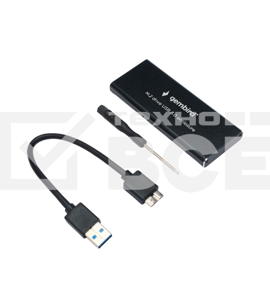 Внешний корпус Gembird EEM2-SATA-1 USB 3.0 для M2 SATA порт MicroB, металл, черный
