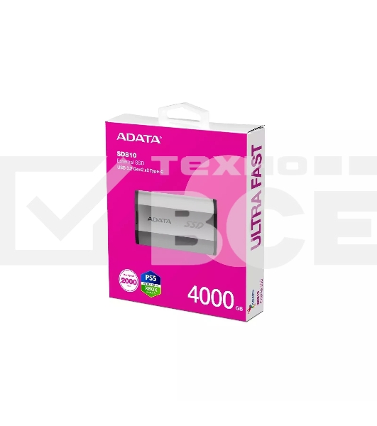 Внешний накопитель SSD 4TB A-DATA SD810, External, USB 3.2 Type-C, [R/W -2000/2000 MB/s] серый