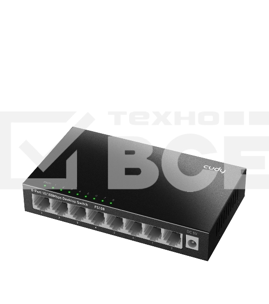 Коммутатор 8-Port 10/100 Mbps Desktop Switch, 8 10/100M RJ45 Ports, Loop Detection, Metal Case, Power Saving, Plug & Play