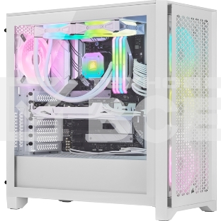 Корпус без блока питания Corsair iCUE 4000D RGB Airflow, Midi-Tower, TG, 3x120mm RGB, 1xUSB-A 3.2, 1xUSB 3.2 Type-C, E-ATX, ATX, mATX, mITX White