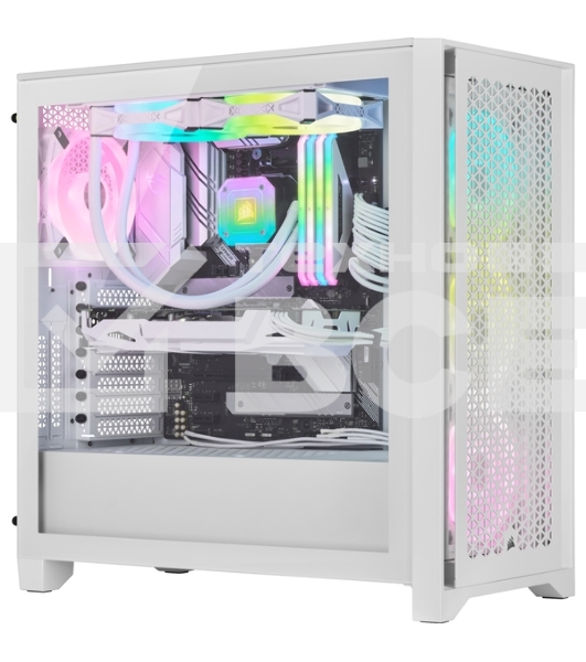 Корпус без блока питания Corsair iCUE 4000D RGB Airflow, Midi-Tower, TG, 3x120mm RGB, 1xUSB-A 3.2, 1xUSB 3.2 Type-C, E-ATX, ATX, mATX, mITX White