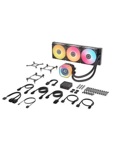 Система жидкостного охлаждения Corsair iCUE LINK TITAN 360 RX LCD (360мм, черный, RGb/ Fans: 3x120мм, 73.5CFM, 36dBA, 2100RPM/ S: 1851, 1700, AM5, AM4)