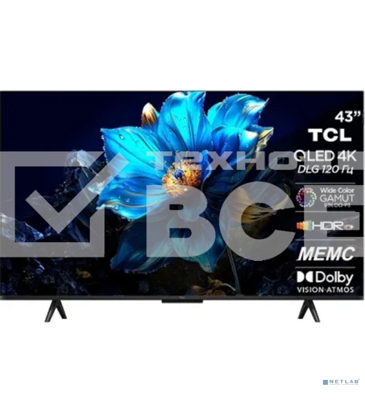 Телевизор TCL 43' 43P7K черный QLED 4K UHD 60Hz Google TV
