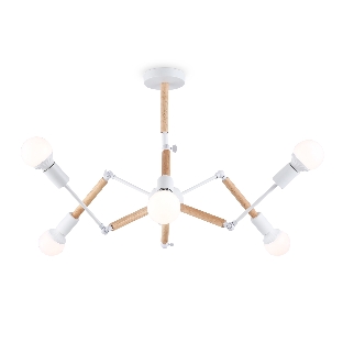 Светильник Ambrella light TR80485/6 WH/LW белый/светлое дерево E27/6 max 60W D930*510
