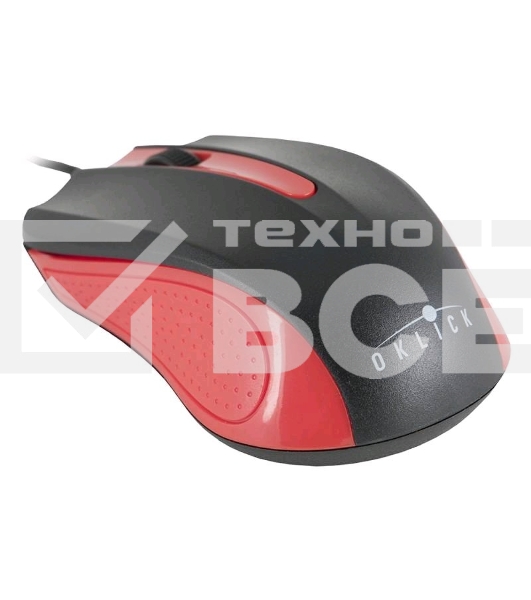 Мышь проводная Oklick 225M черный/красный, 1200 dpi, USB, кнопки - 3