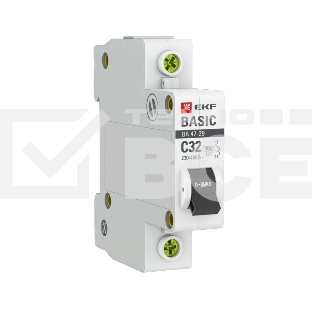 Автоматический выключатель EKF mcb4729-1-32C 1P 32А (C) 4,5кА ВА 47-29 EKF Basic