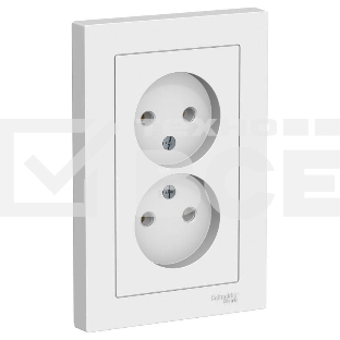 Розетка 2-м ATLAS DESIGN без заземл. 16А в сборе бел. SchE ATN000120