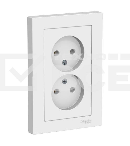 Розетка 2-м ATLAS DESIGN без заземл. 16А в сборе бел. SchE ATN000120
