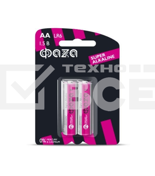 Элемент питания алкалиновый LR 6 Super Alkaline BL-2 (уп.2шт) ФАZА 4897062858443, 1.5 В