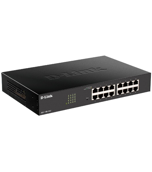 Коммутатор D-Link DGS-1100-16V2/A1A,L2 Smart Switch with 16 10/100/1000Base-T ports8K Mac address, 802.3x Flow Control, 802.3ad Link Aggregation, Port Mirroring, 128 of 802.1Q VLAN, VID range 1-4094, Loopback
