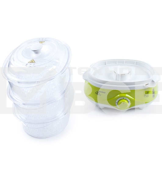 Пароварка электрическая Endever Vita-171, белый/зеленый, мощность 1000 Вт, объем 11 л