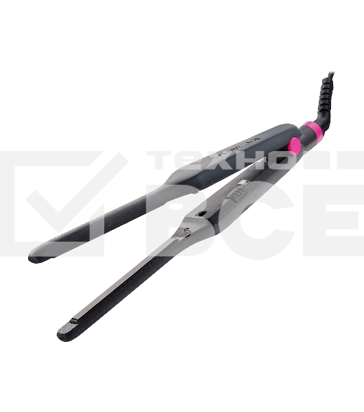 Щипцы для волос Galaxy Line GL 4522, черный, 30 Вт, керамическое покрытие рабочей поверхности, размер пластин 100х9 мм, нагревательный элемент с защитой от перегрева, температура 180°С, индикатор работы, петля для подвешивания, длина шнура 1,7