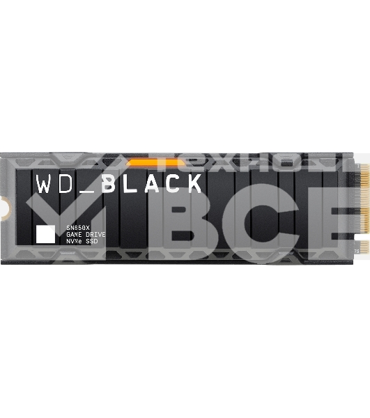 Накопитель SSD WD 2Tb Black SN850X, M.2(22x80mm), NVMe, PCIe 4.0 x4, 3D TLC, R/W 7300/6600MB/s, IOPs 1 200 000/1 100 000, TBW 1200, DWPD 0.3, with Heat Spreader (12 мес.)