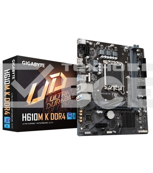 Материнская плата Gigabyte H610M K DDR4 V2.0, LGA 1700, Intel H610, 2xDDR4, 2xSATA, 1xM.2, 1xPCIe 4.0 x16, 1xPCIe x1, 1xHDMI, 1x 1Gb LAN, 2xUSB-A 3.2 Gen 1, 4xUSB-A 2.0, 3x 3.5 мм, 7.1, mATX