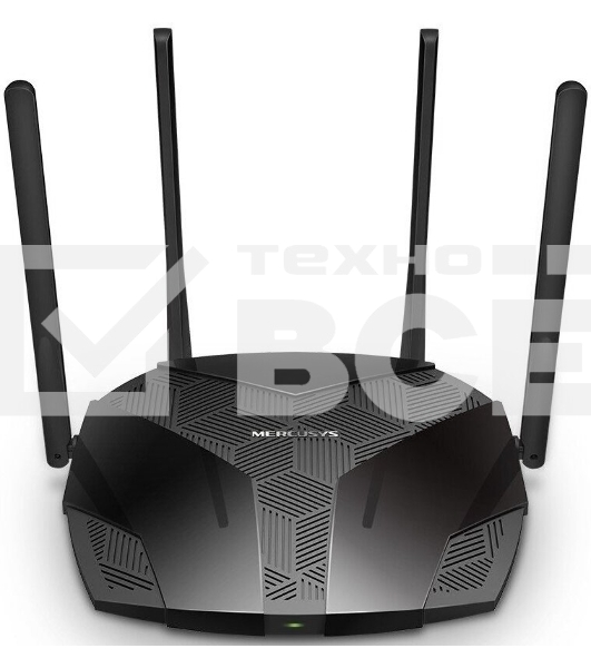 Двухдиапазонный роутер MERCUSYS AX3000 Wi-Fi 6, до 574 Мбит/с на 2,4 ГГц + до 2402 Мбит/с на 5 ГГц,4 фиксированные внешние антенны, 3 гигабитных порта LAN, 1 гигабитный порт WAN
