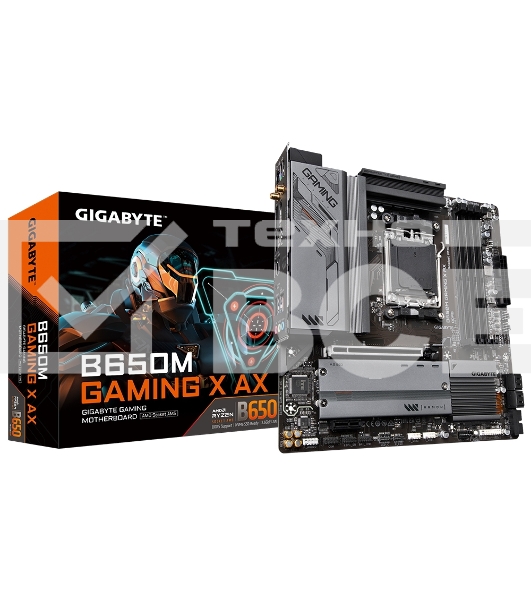 Материнская плата Gigabyte B650M GAMING X AX, AM5, AMD B650, 4xDDR5, 4xSATA, 3xM.2, 1xPCI-E 4.0 x16, 2xPCI-E 4.0 x1, 3xUSB-A 3.2 Gen 1, 1xUSB-C 3.2 Gen 2, 1x 2.5Gb LAN, 3x3.5 мм, 7.1, Micro-ATX
