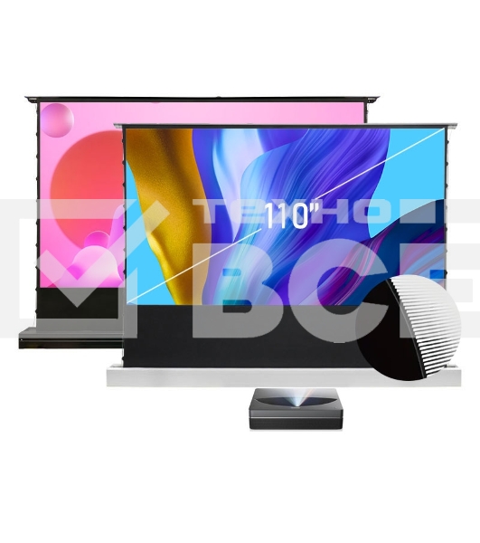 Экран S'OK для UST проектора 244x137 см, 4K, напольный c электроприводом, белый