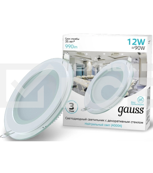 Светильник Gauss 947111212 12Вт 4000K цв.св.:белый нейтральный белый