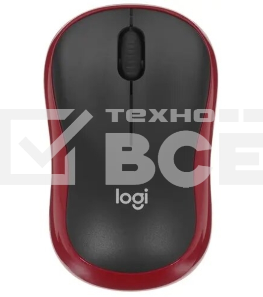Мышь беспроводная Logitech M185, красный, 1000 dpi, радиоканал, USB, кнопки - 3