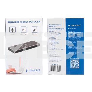 Внешний корпус Gembird EEM2-SATA-1 USB 3.0 для M2 SATA порт MicroB, металл, черный