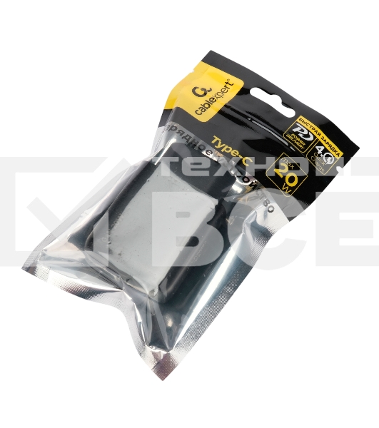 Зарядное устройство Cablexpert MP3A-PC-60 20Вт GaN, 3А, QC4.0/PD, 1xType-C, черный, пакет