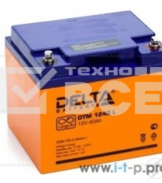 Батарея Delta DTM 1240 L (12V, 40Ah) с увеличенным сроком службы (10 лет)