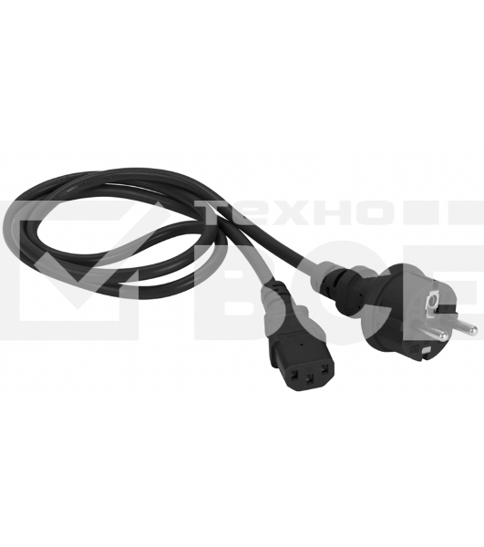 Шнур питания C13-Schuko, 3х0.75, 220В, 10А, черный, 1.8 метра