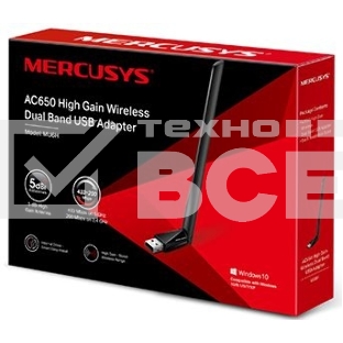 Двухдиапазонный Wi-Fi USB адаптер Mercusys MU6H AC650 высокого усиления