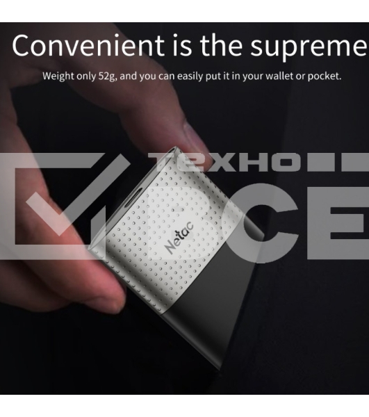Внешний накопитель SSD External Netac 250Gb Z9 <NT01Z9-250G-32BK> (USB3.2, up to 550/480MBs, 90х47.5х11.5mm, Aluminium+Plastic)