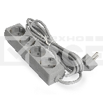 Удлинитель ExeGate ECE-4-3G (EX285814RUS), серый, 3 м, евровилка с заземлением, 4 евророзетки с заземлением, 2200 Вт, фото 1