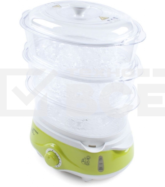 Пароварка электрическая Endever Vita-171, белый/зеленый, мощность 1000 Вт, объем 11 л